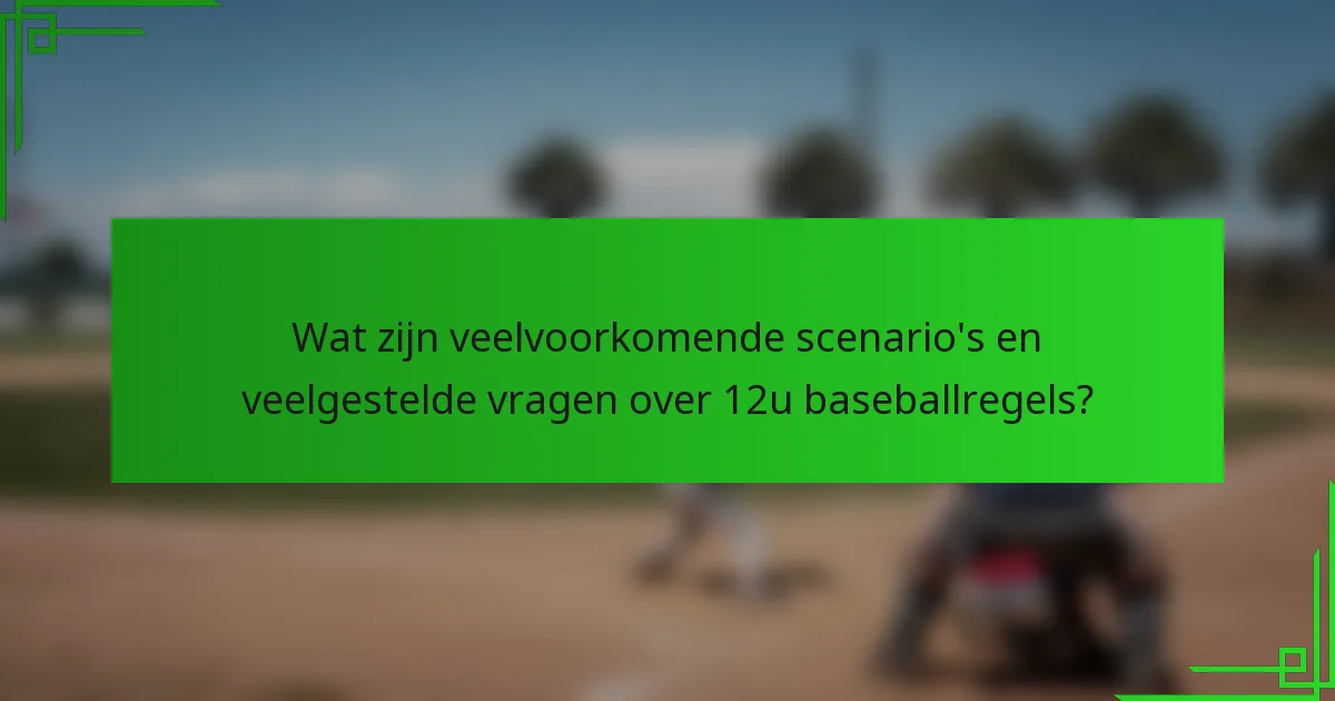 Wat zijn veelvoorkomende scenario's en veelgestelde vragen over 12u baseballregels?