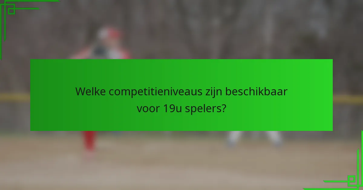 Welke competitieniveaus zijn beschikbaar voor 19u spelers?